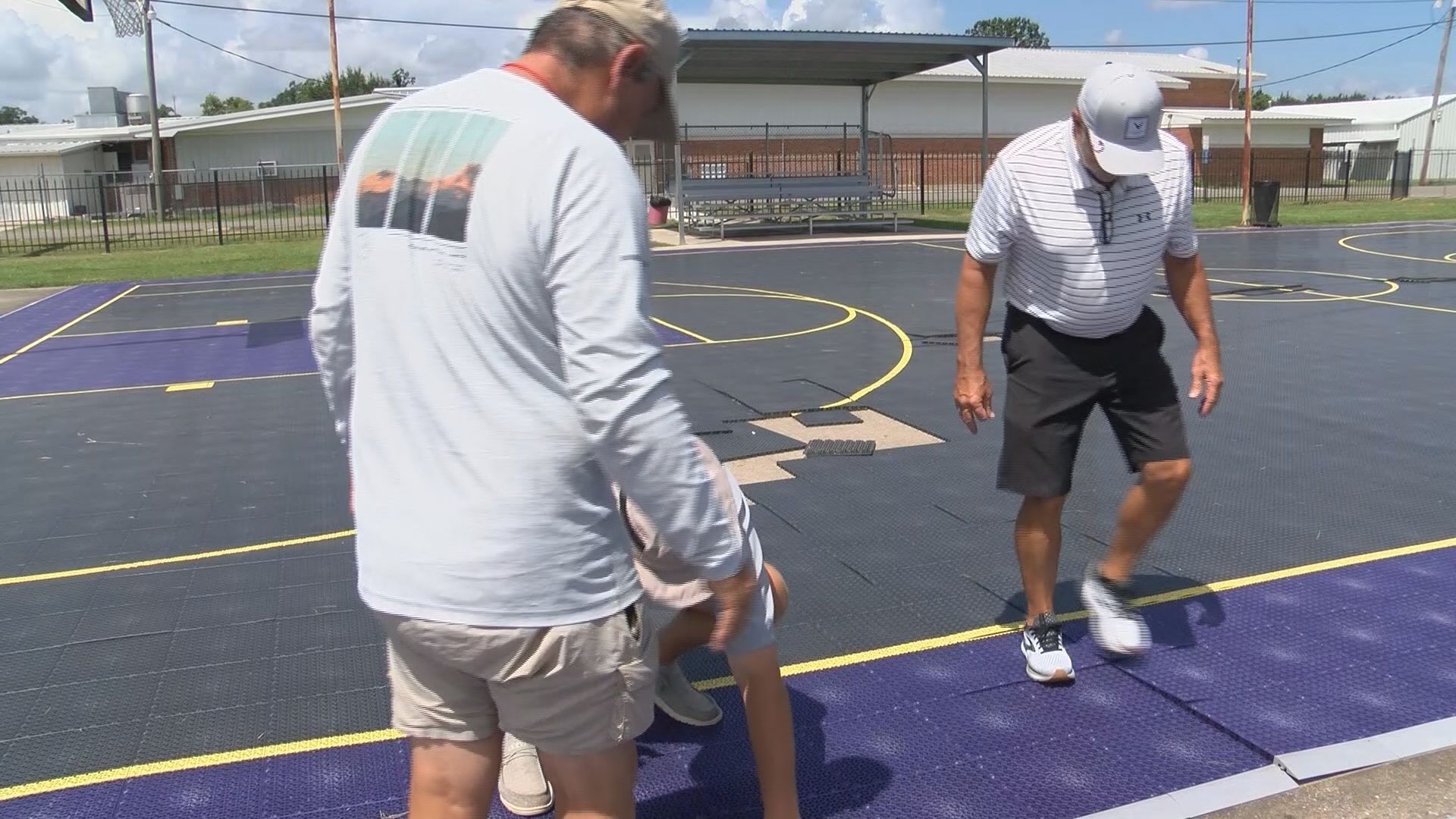 Rayne public basketball court damaged by vandal doing donuts